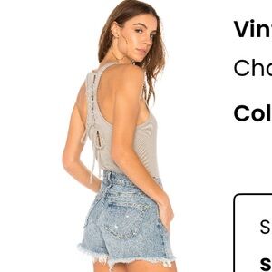 Gray Lace-Up Back Tank Top